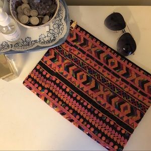 sequin colorful printed clutch // detachable